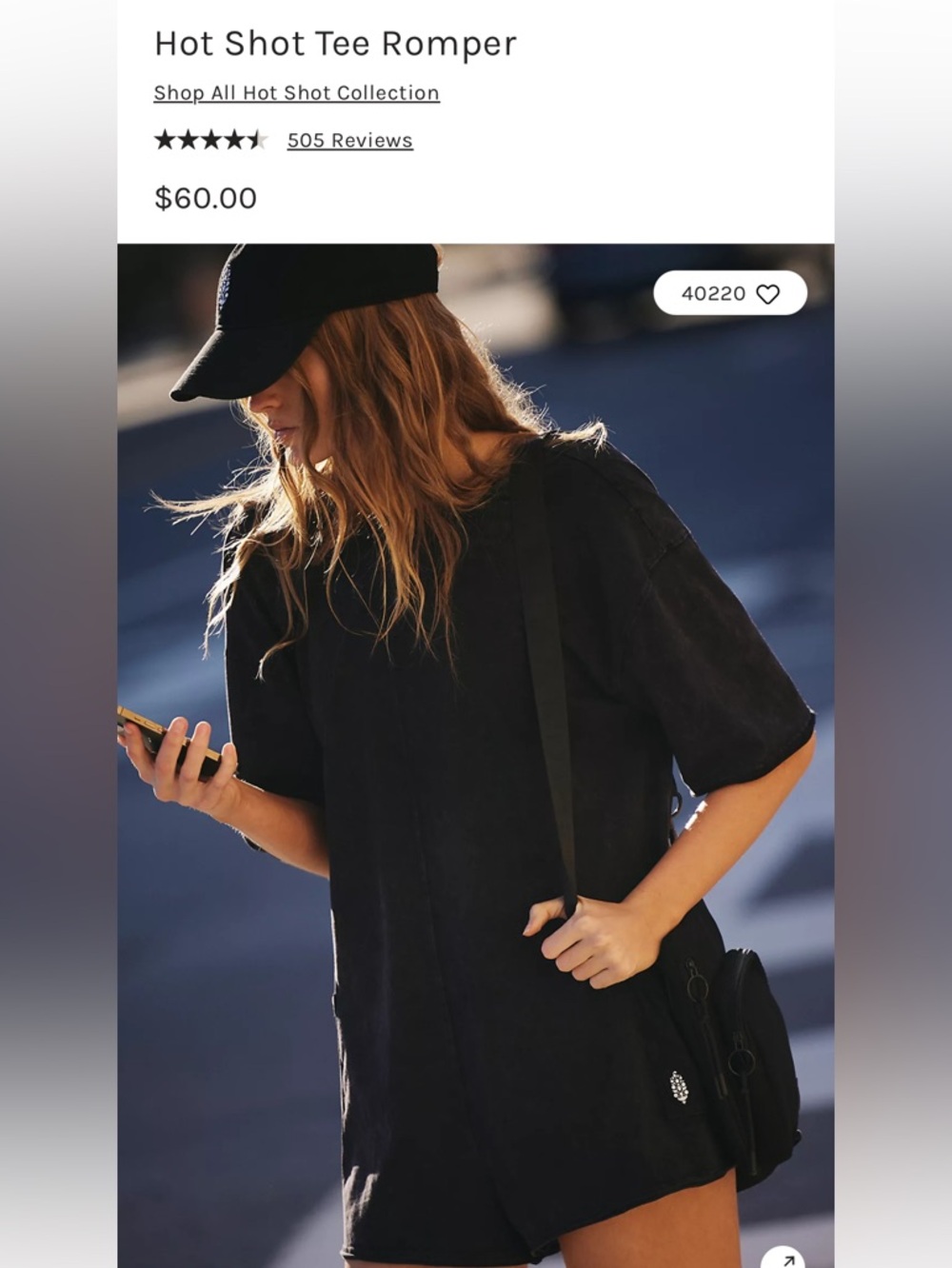 Free People Movement Hot Shot Tee Romper size XS in Black